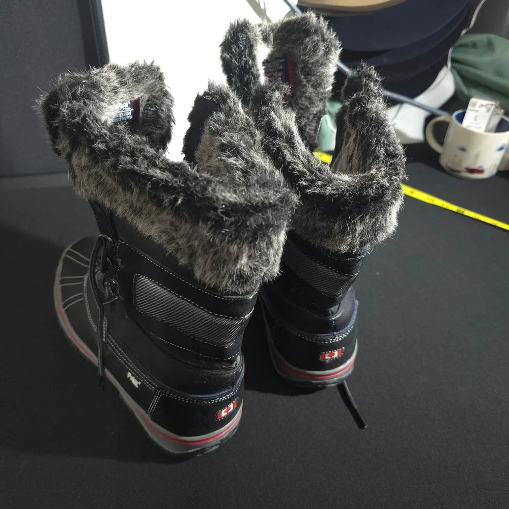 Pajar Heritage Snow Boots Mens 10-10.5 Black Waterproof Faux Fur Winter Leather